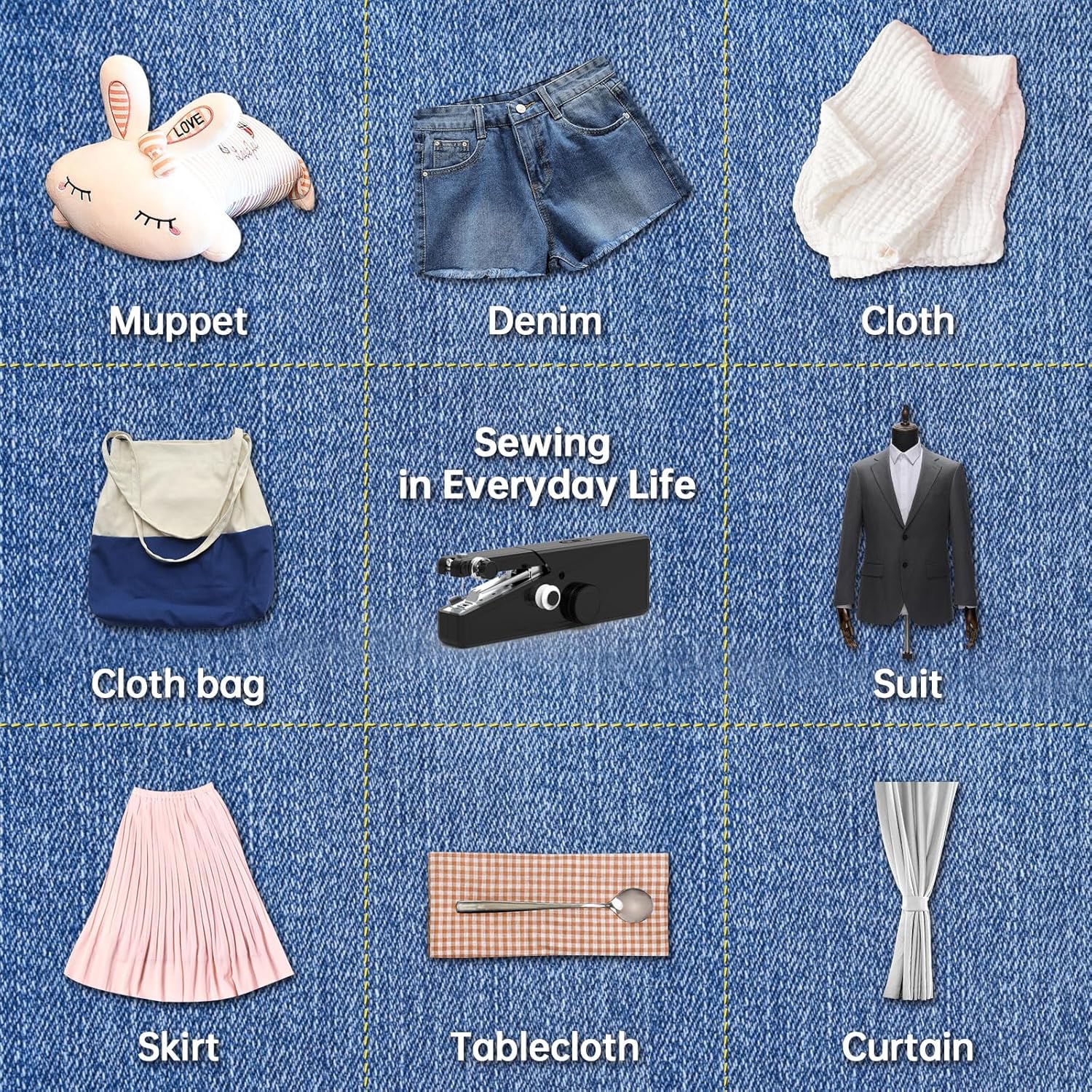 Handheld Sewing Machine for Beginners - Portable Cordless Mini Sewing Machine, Complete Sewing Kit & Accessories - Easy Electric Stitching for Home, Travel & DIY Repairs, Black